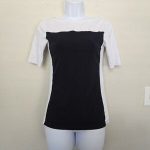 Lauren Ralph Lauren Navy White Short Sleeve Slim Top Size XS